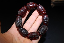 Wenplay genuine Tibetan Red old yak horn carefully carved Zhongyi Wu Caishen bracelet handlebar