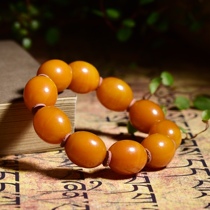 Natural Poland Old honey wax Handstring Mens original mine Chicken Oil Yellow Amber Bracelet Ladys Barrel Bead certificate