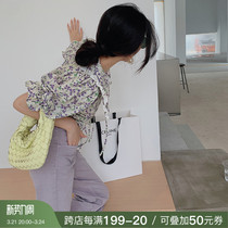 deessesicile French style fields wind small frescoed artichokes purple small crumbed foam sleeves shirts womens small blouses