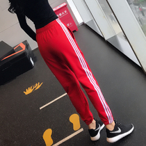 Fitness girl bf wind casual sweatpants quick-drying high waist toe running trousers loose small feet Harlan yoga pants