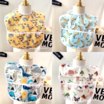 Bwourains baby cartoon saliva towel quick-drying waterproof baby bib children eat bib Velcro food