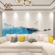 New Chinese landscape painting integrated wallboard background wall Living room bedroom dining room wallboard Bamboo and wood fiber buckle board Quick installation