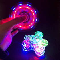 Fingertip gyro special effect luminous three-leaf finger gyro transparent multi-gear adjustment stall night Market luminous toy