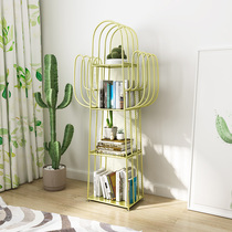 Nordic decorative bookshelf shelf Floor-to-ceiling living room partition storage cactus wall Wrought iron ins multi-layer shelf