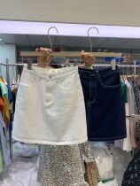 DVZ denim A- line dress 2021 spring summer harbor wind Joker high waist slim small man short skirt skirt skirt female 7781