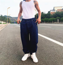 2019MS new product HIPHOP hip-hop hip-hop dance American version loose navy blue jeans straight men and women recommended