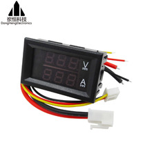 (Red and Blue 10A)DC0-100V LED DC Dual Display Digital Voltage Ammeter Head with Fine Adjustment 10A