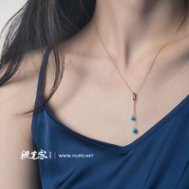 Streamer Home 18K Gold Sleeping Beauty Turquoise Pendant Necklace High Porcelain Blue Original Popular