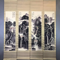 Retro antique Chinese painting old silk cloth framed quadruple murals hand-painted calligraphy and paintings have been framed Li Ke