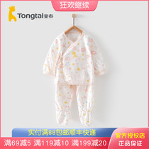 Tongtai four seasons 0-3 month new baby male and female baby cotton top with foot pants kimono underwear set