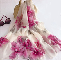 New silk scarf womens spring and Autumn thin chiffon printing wild beach gauze air conditioning sunscreen shawl scarf dual-use