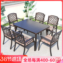 Outdoor table and chairs outdoor cast aluminium table and chairs courtyard Leisure table and chairs Villa Open-air Terrace Balcony Outside of the table Composition