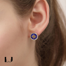 little joys925 silver gold-plated six-star Compass small earrings retro fashion lucky stud earrings niche gift