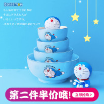 Doraemon household ceramic tableware plate single dish set childrens tableware girl heart cute cartoon Rice Bowl
