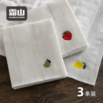 Frost mountain Japanese cotton cloth cloth absorbent cotton yarn cute fruit embroidery tea towel household kitchen dishcloth 3 strips