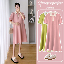 Pregnant woman dress with dress and summer clothes fashion Tidal Moms Short Sleeve Polo Dress Polo Skirts senior senses Pregnant Woman Skirt Summer