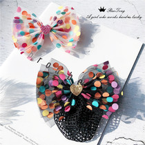 South Korean childrens hair adorned with super-fairy wave dot Great butterfly knot hair clip Girl Princess Girl Hairpin Girl Hairnet
