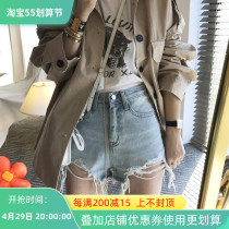 Hong Kong Cowboy Shorts Woman High Waist 2022 Summer New Outwear A Character Slim Broads and Breaking Hole Hot Pants Tide