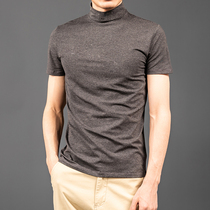 Quality selection MTI~ mens t-shirt short sleeve mercerized cotton slim solid color half sleeve T-shirt mens trend base shirt