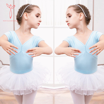 Childrens dance suit Girls ballet practice suit Short sleeve girl body clothing Summer split dance dress Summer