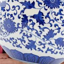 Ceramic floor-to-ceiling decoration Jingdezhen blue and white porcelain large vase blue and white wrapped branches lotus celestial bottle living room decoration new