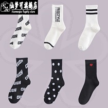 Stockings childrens stockings in tide summer thin ladies long tube black white spring summer pile socks