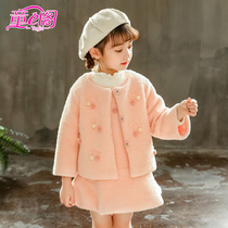 Childrens woolen coat cotton warm autumn and winter clothes New Cherry single-breasted Shirt girl Short woolen coat