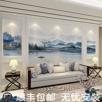 New Chinese abstract ink wallpaper mural custom TV sofa study background wall landscape wallpaper non-woven fabric