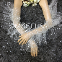 Point net gauze long one hundred fold Bride wedding gloves dress long gloves makeup shape hand gauze hand sleeve black