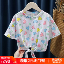 Baby summer T-shirt 2021 new girl love full print loose T-shirt children short sleeve round neck casual top
