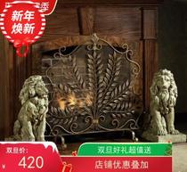 Wrought Iron new small mobile frame windshield fireplace screen European type device fireproof flower leaf flower partition shelf