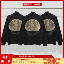 CPFM KANYE KANYE men and women with three gods oil painting FOG High Street Vintage trend loose long sleeve sweater