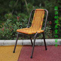 Wrought iron simple plastic rattan stool Small rattan chair Single backrest chair Hand-woven elderly living room balcony