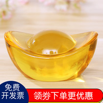 Crystal Gold Dollar Treasure Swing Piece of Caiyuan Nafu Opening Town Residence Villa Glazed Yellow Crystal Size Gold Dollar Treasure Home Adornment