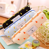 Deli simple pencil bag large capacity male canvas Korean girls small fresh cute creative high school junior high school small college student pencil box Female stationery box Primary school children