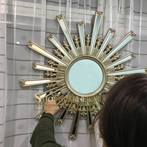 Modern entrance decorative mirror European restaurant living room background wall hanging mirror Bathroom mirror Dressing mirror Champagne spot