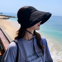 Sunscreen hat female face big hat brim can be tied ponytail hat summer big edge shade sun hat fishermans hat tide