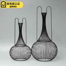 Modern new Chinese creative TV cabinet porch wrought iron bird cage decoration model room hotel living room soft decoration