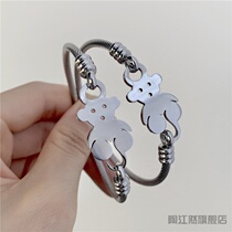 ins the same trend bear bracelet cute bracelet bracelet girl girlfriends couple simple literary titanium steel bracelet