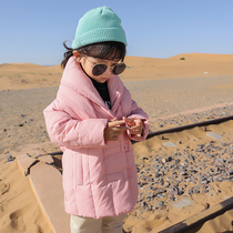 Childrens clothing girl light down jacket 2021 autumn and winter new little girl baby long white duck down childrens coat