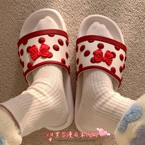Japanese GP Cute Teenage Girl Hearts Slippers Female Summer Students and Sleeping Indoors Non-slip Soft Bottom Butterfly Knot Cool Tug