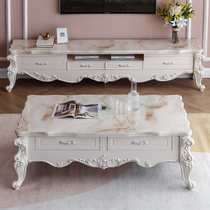 Eurostyle marble tea table TV cabinet Composition modern minimalist small family living room solid wood Nordic TV cabinet