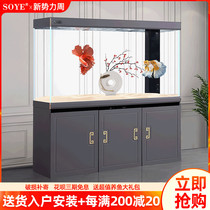 Intelligent ultra-white fish tank aquarium household living room large floor-to-ceiling 2021 new free water change light luxury partition high-end