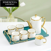 Rsemnia Eurostyle Minimalist Modern Light Lavish Tea Set Water Cup Suit Ceramic Home Living Room Teapot Cup Eurostyle