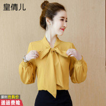 Chiffon Shirt Women 2021 Autumn New Bow Fashion Top Joker Temperament Shirt Autumn Style Shirt