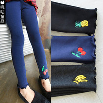 Baby leggings small feet embroidery thickened velvet leggings 0590