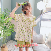 Japan Soft Honeys Printed Pure Cotton Pyjamas Woman Summer Short Sleeve Shorts Slim home Suit Suit