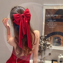 Korean Bridal Headwear Red satin Exaggerated Large Butterfly Knot Hair Clip Girl Tie Hair hair with new year Decorative Accessories