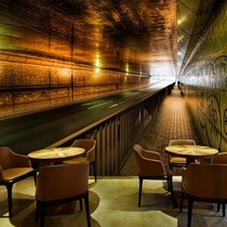 Solid Modern Wallpaper Bar KTV Wall Cloth Milk Tea Shop Restaurant Themed Wallpaper Space Extension Rail Tunnel Mural