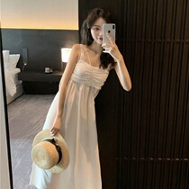 2021 Spring Summer New Port Taste Comeback Obliteraturewear with dress and woman Han version closeted waist display slim temperament 100 lap long dress